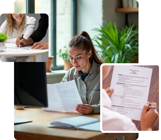 Person writing CV